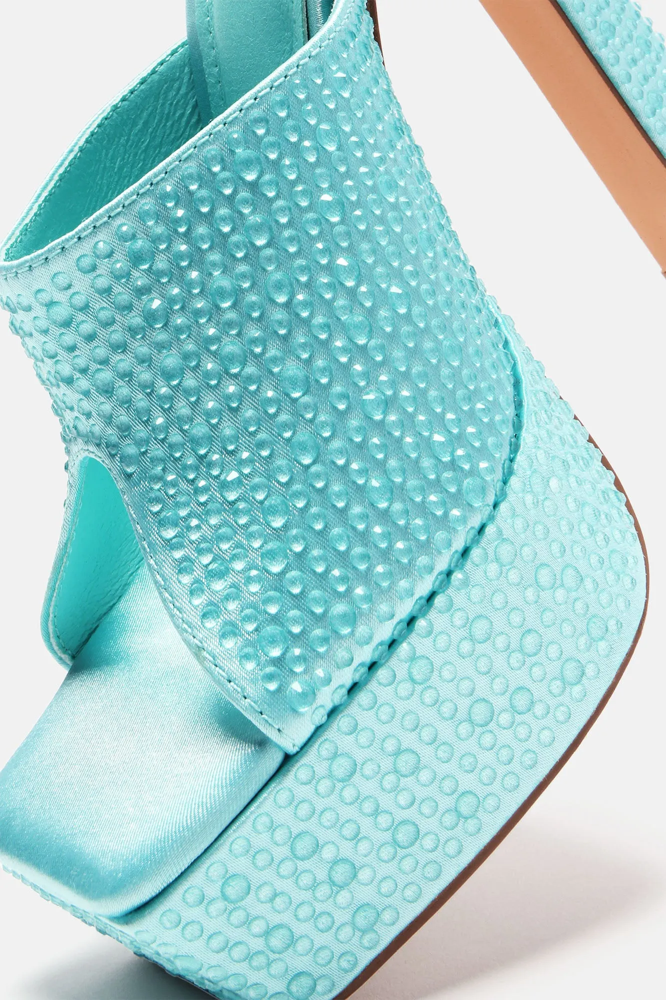 All Eyes On Me Platform Mules - Blue