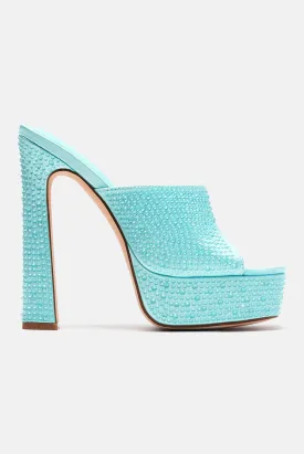 All Eyes On Me Platform Mules - Blue