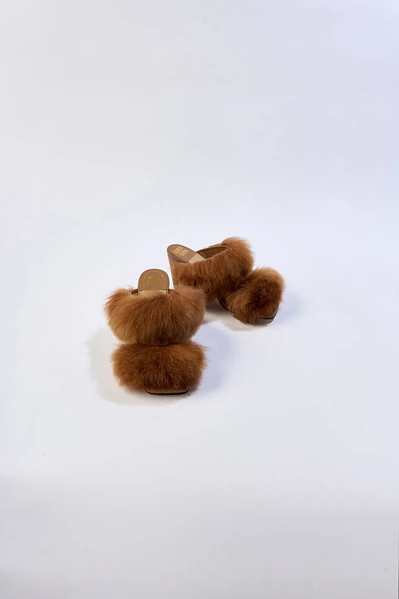 CARLINA CARAMEL ALPACA FUR MULES