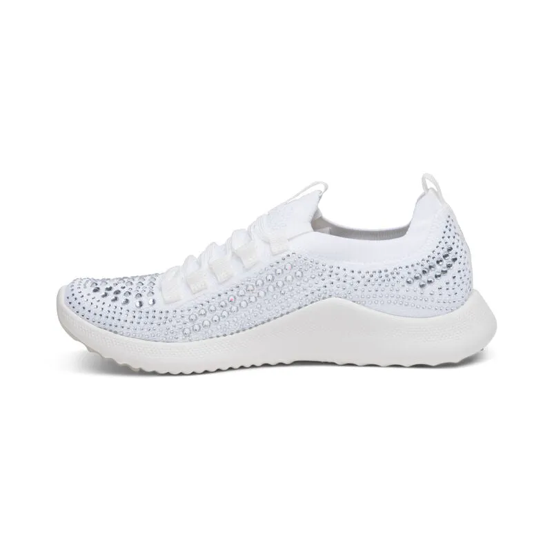 Carly Lace Up Sneaker in White Sparkle