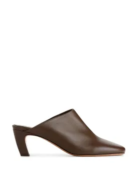 Heeled leather mules