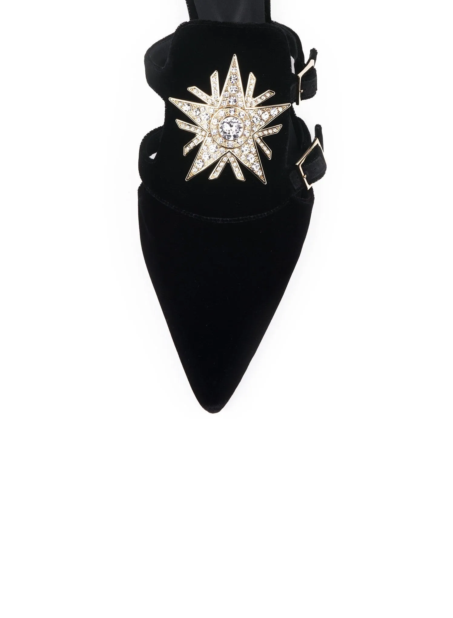 Star Strass Flat Mule - Black
