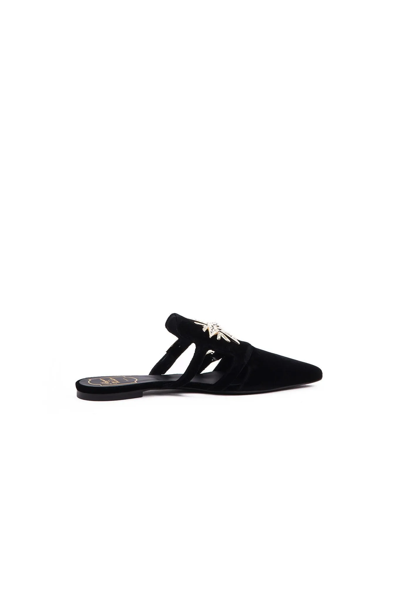 Star Strass Flat Mule - Black