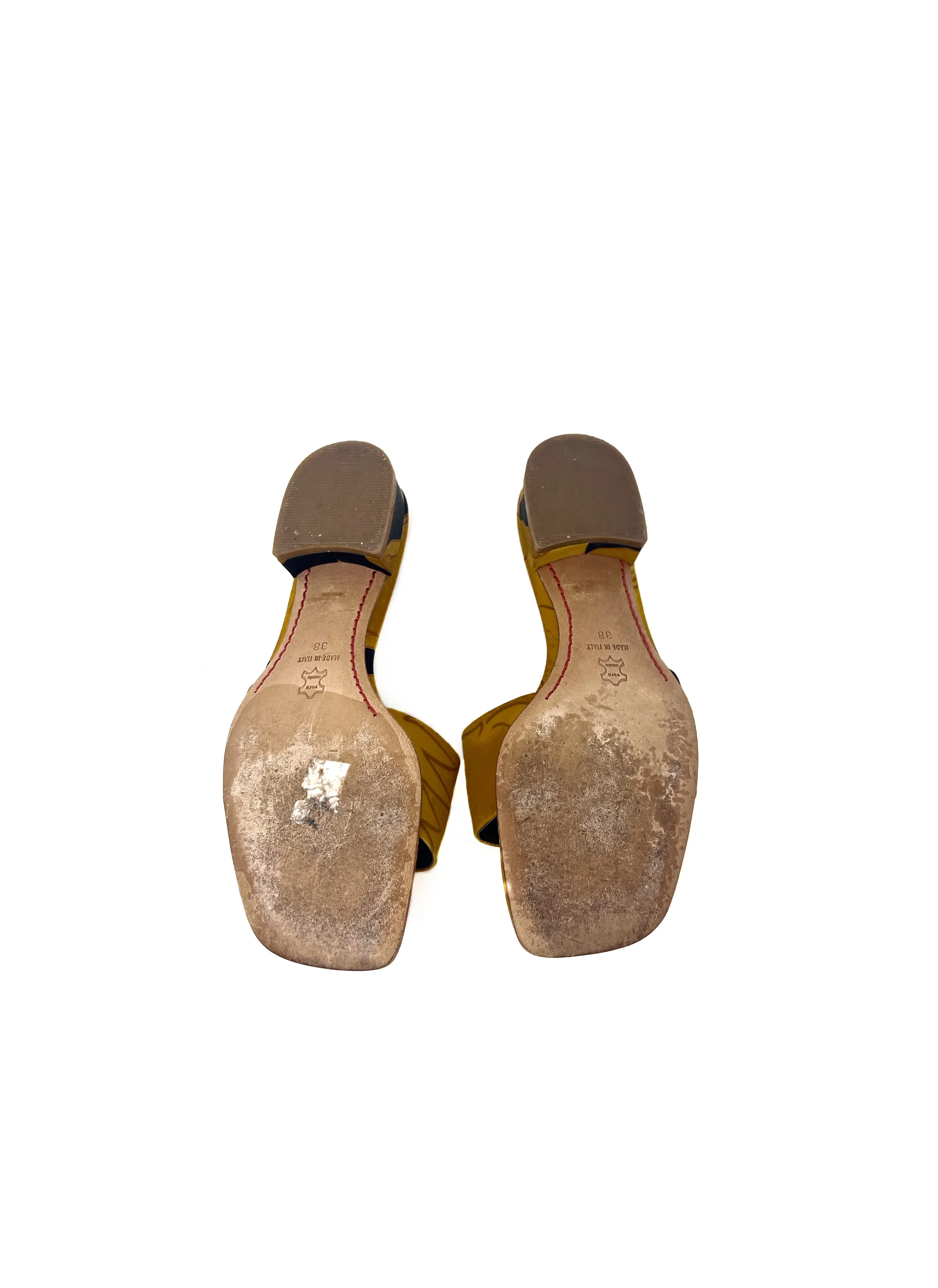 Valentino W Shoe Size 38 'Toile' Satin Printed strap Mules