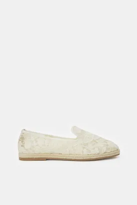 Women White Lace Espadrille