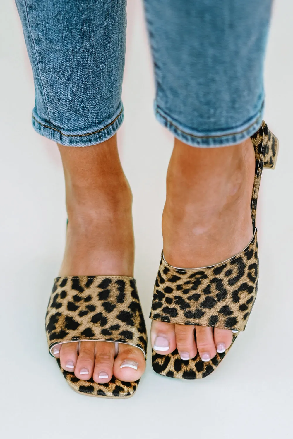 Women's Leopard Print Chunky Heel Sandal Mules