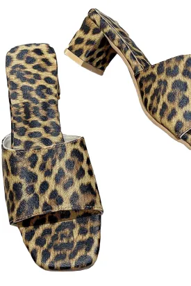 Women's Leopard Print Chunky Heel Sandal Mules