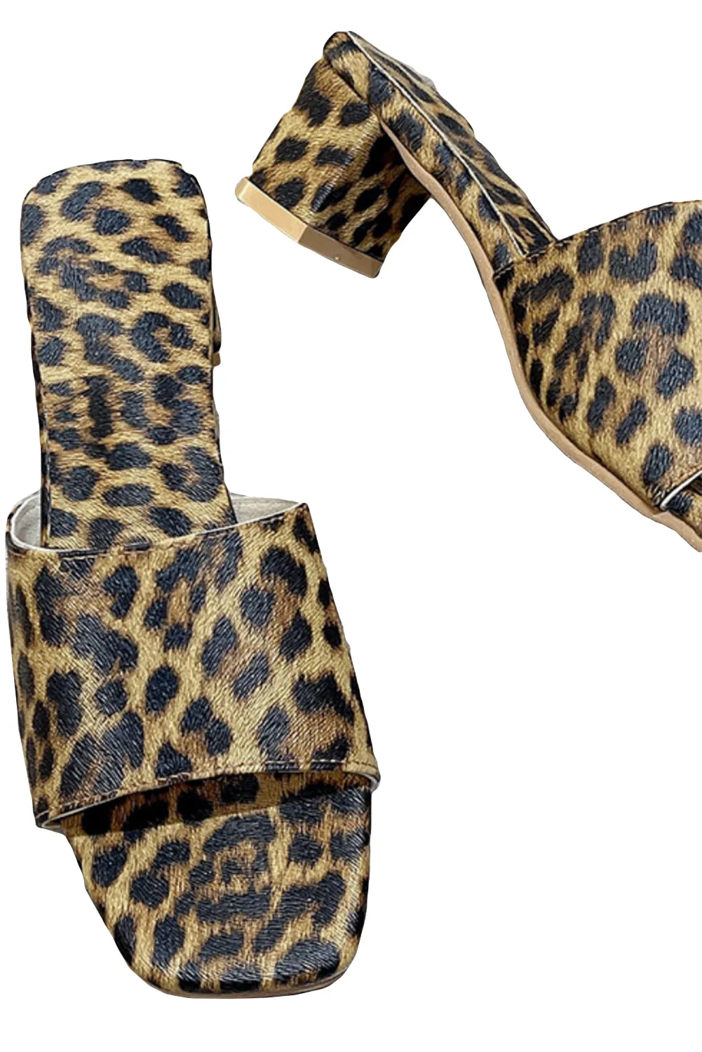 Women's Leopard Print Chunky Heel Sandal Mules
